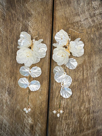 Earrings - Pearl Tiered Flower Dangle