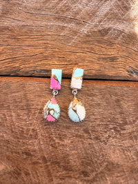 Sugarland Earrings - Turquoise Cotton Candy Dahlia Stones