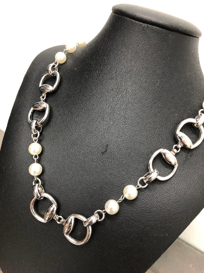 Necklace - Silver Bits & Pearls
