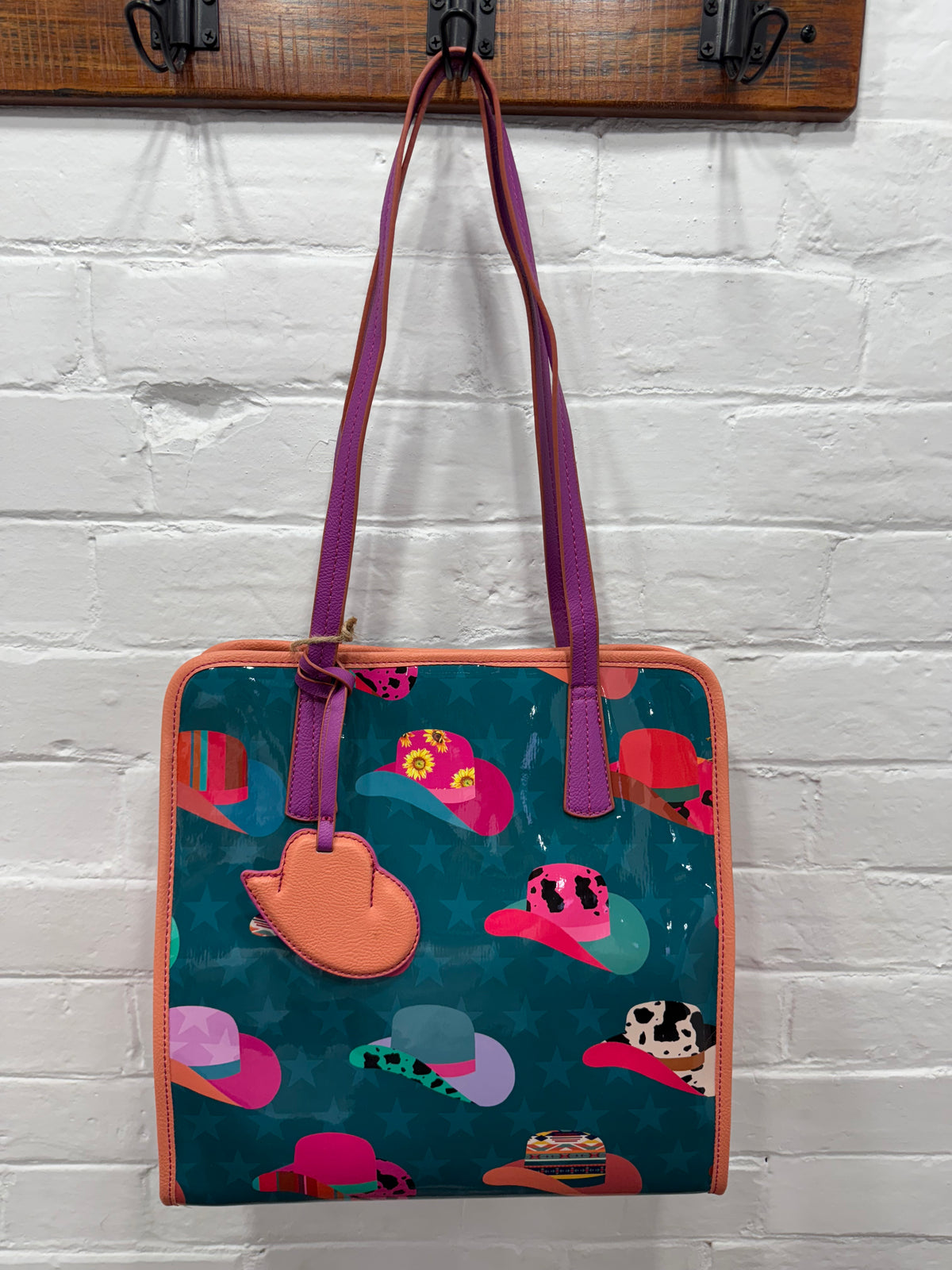 Cass - Western Hat Print Jelly Tote