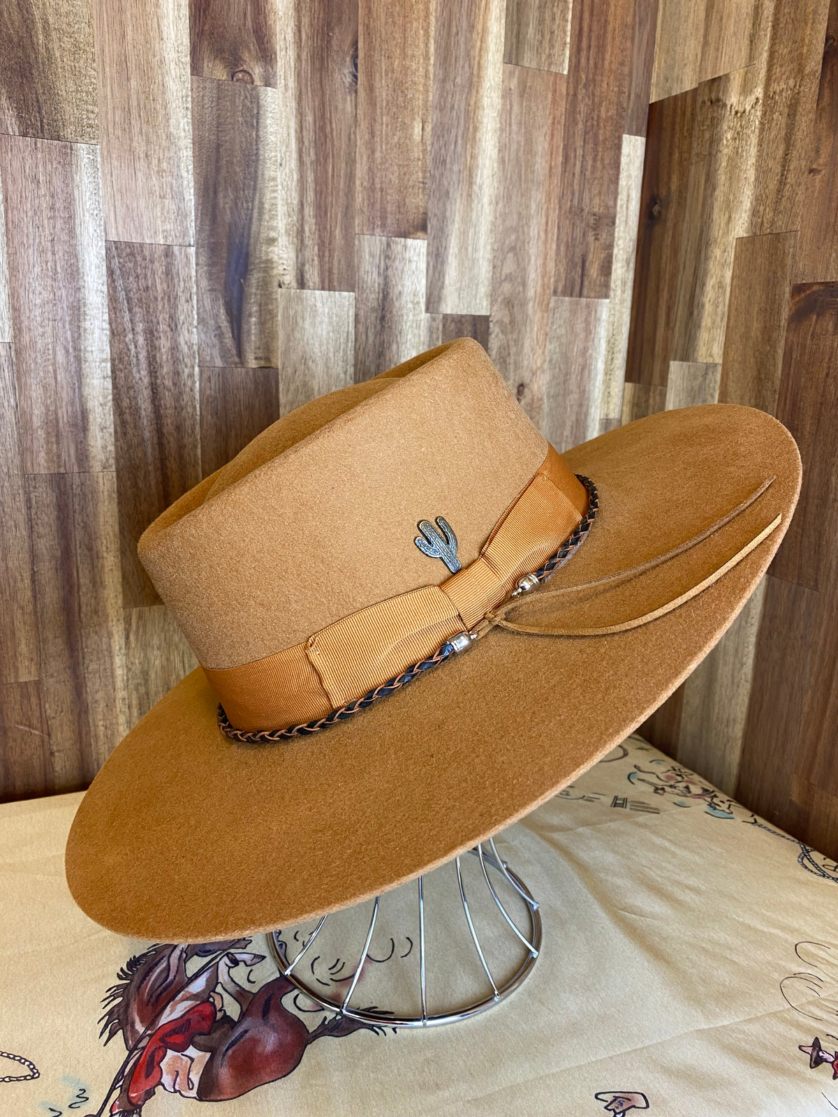 Gambler Felt Hat - Camel With Brown Ribbon