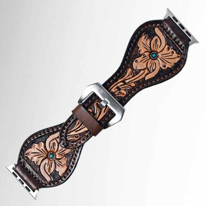 Leather Apple Watch Band - Tooled Floral