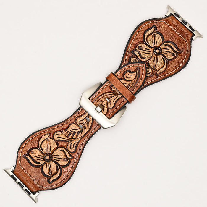 Leather Apple Watch Band -  Floral Tooled
