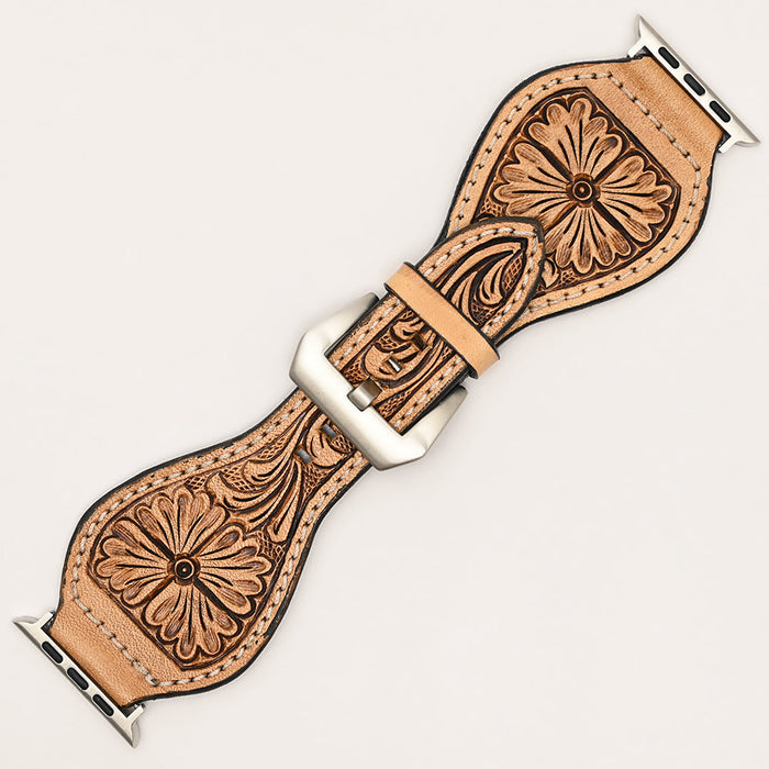 Leather Apple Watch Band - Light Floral