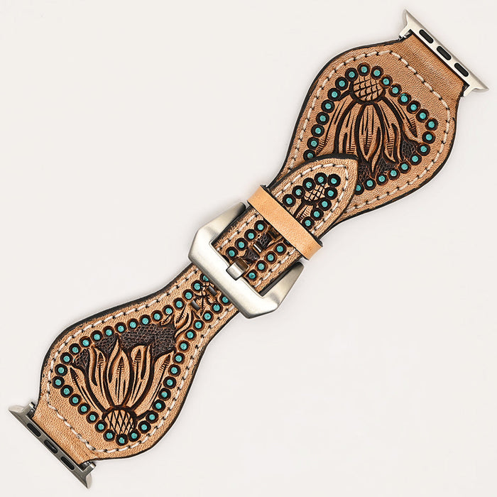 Leather Apple Watch Band -  Dotted Sunflower