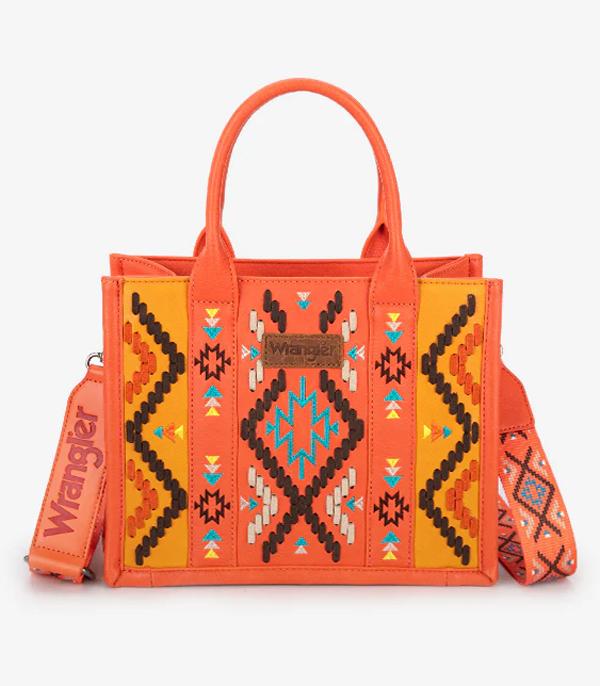 Wrangler Aztec Whipstitch Tote - Orange (WG2214-8120OR)