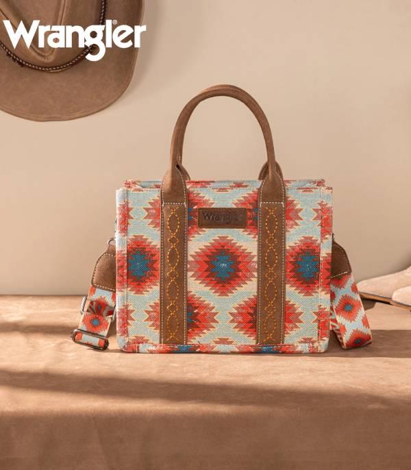 Wrangler Aztec Distressed Print Tote - Red (WG221-8120RD)