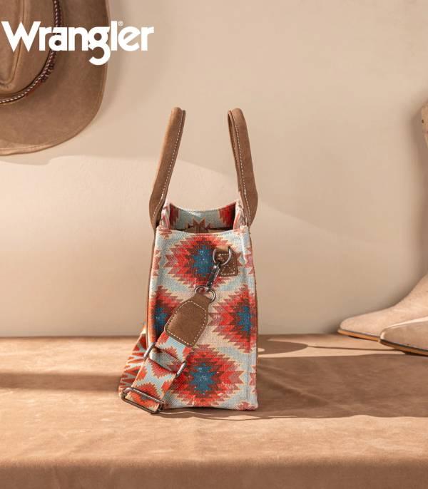 Wrangler Aztec Distressed Print Tote - Red (WG221-8120RD)