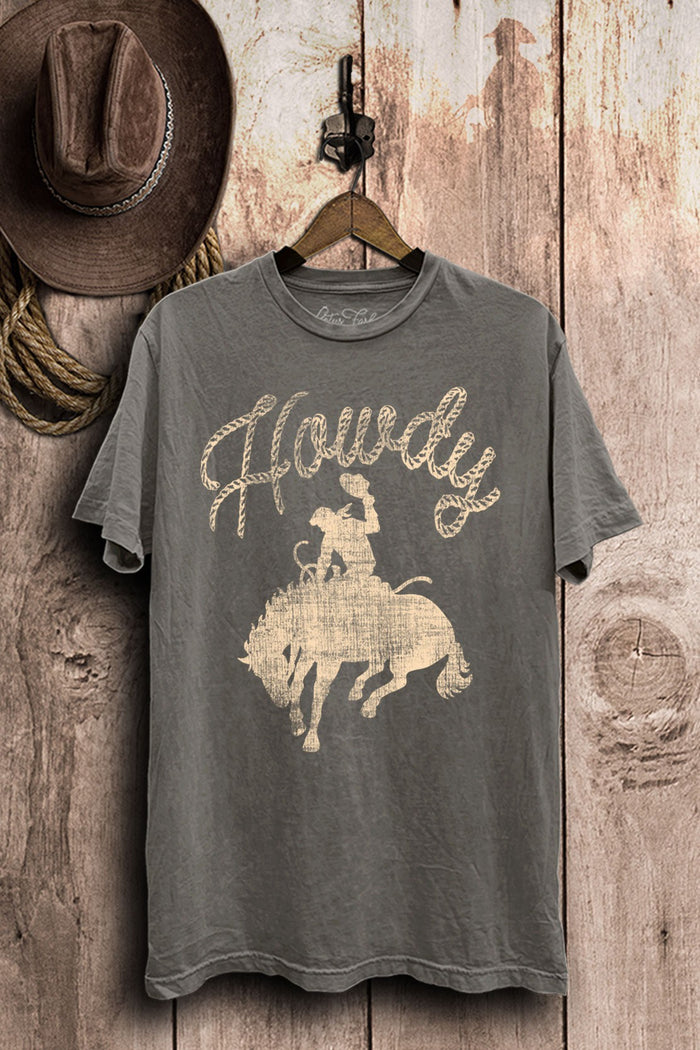 Howdy Graphic Tee - Stone Gray