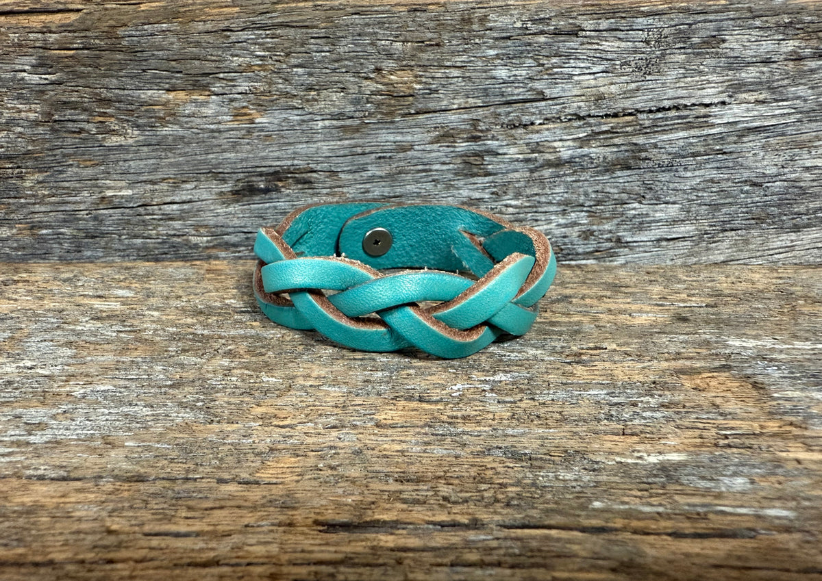 Braided Leather Bracelet - Turquoise