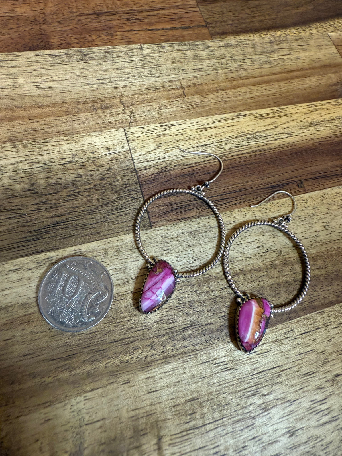 Daele Hoop Earrings - Silver Pink Turquoise