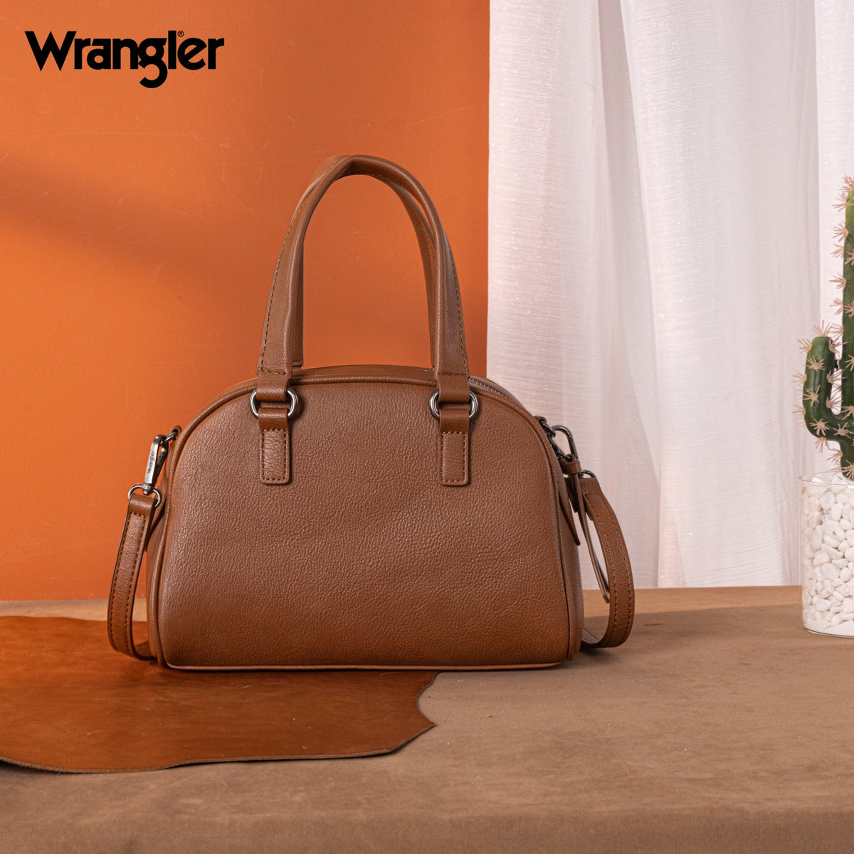 Wrangler Whipstitch Satchel Handbag - Brown (WG185-5112BR)