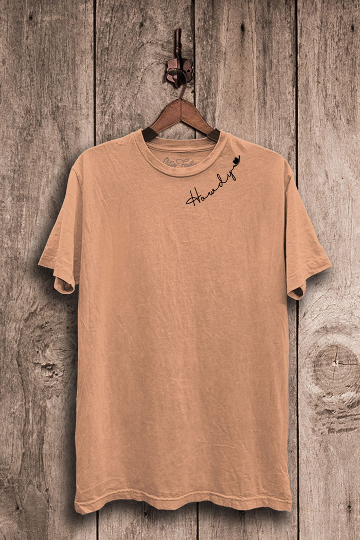 Howdy Cowboy Hat Graphic Tee - Coral