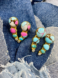 Fayrie Earrings - Cotton Candy Dahlia Stones
