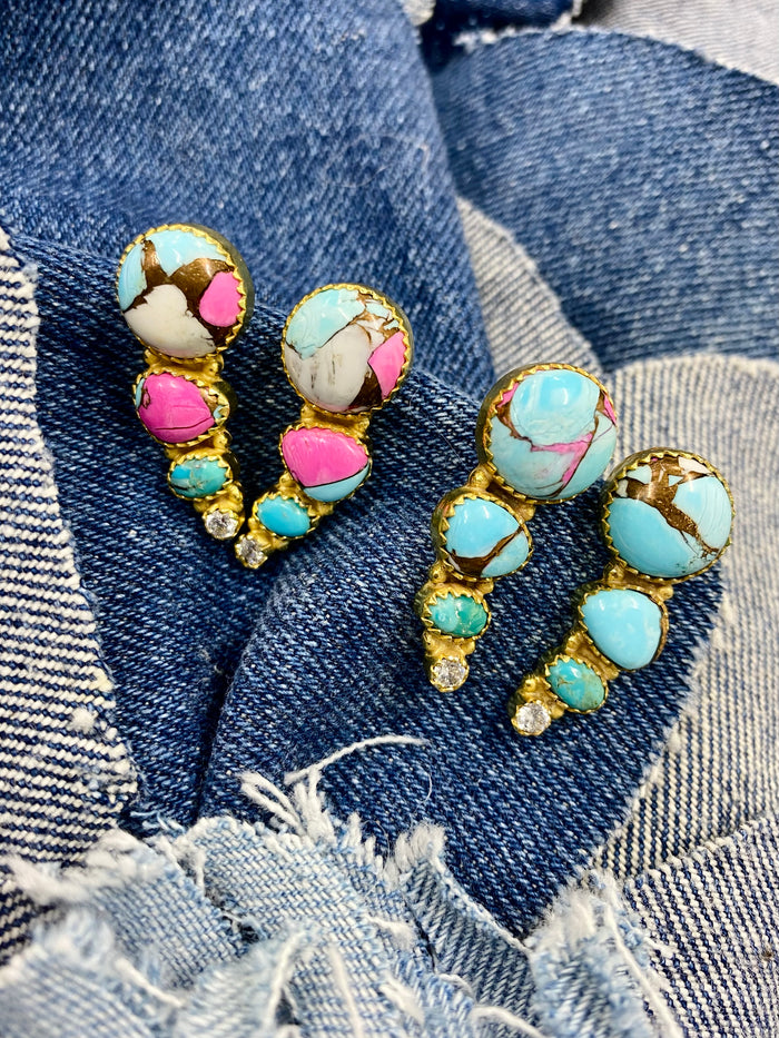 Fayrie Earrings - Cotton Candy Dahlia Stones
