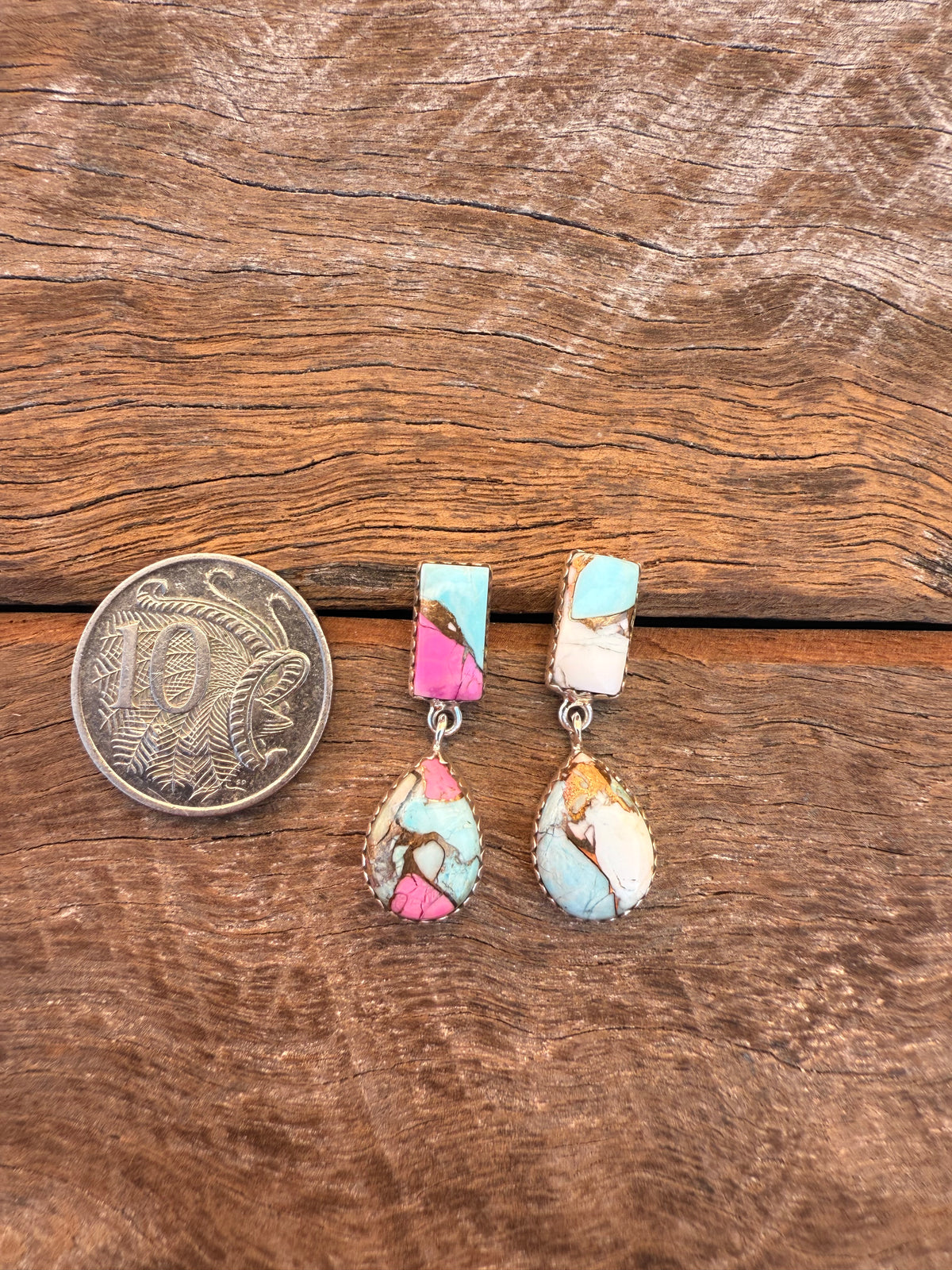 Sugarland Earrings - Turquoise Cotton Candy Dahlia Stones