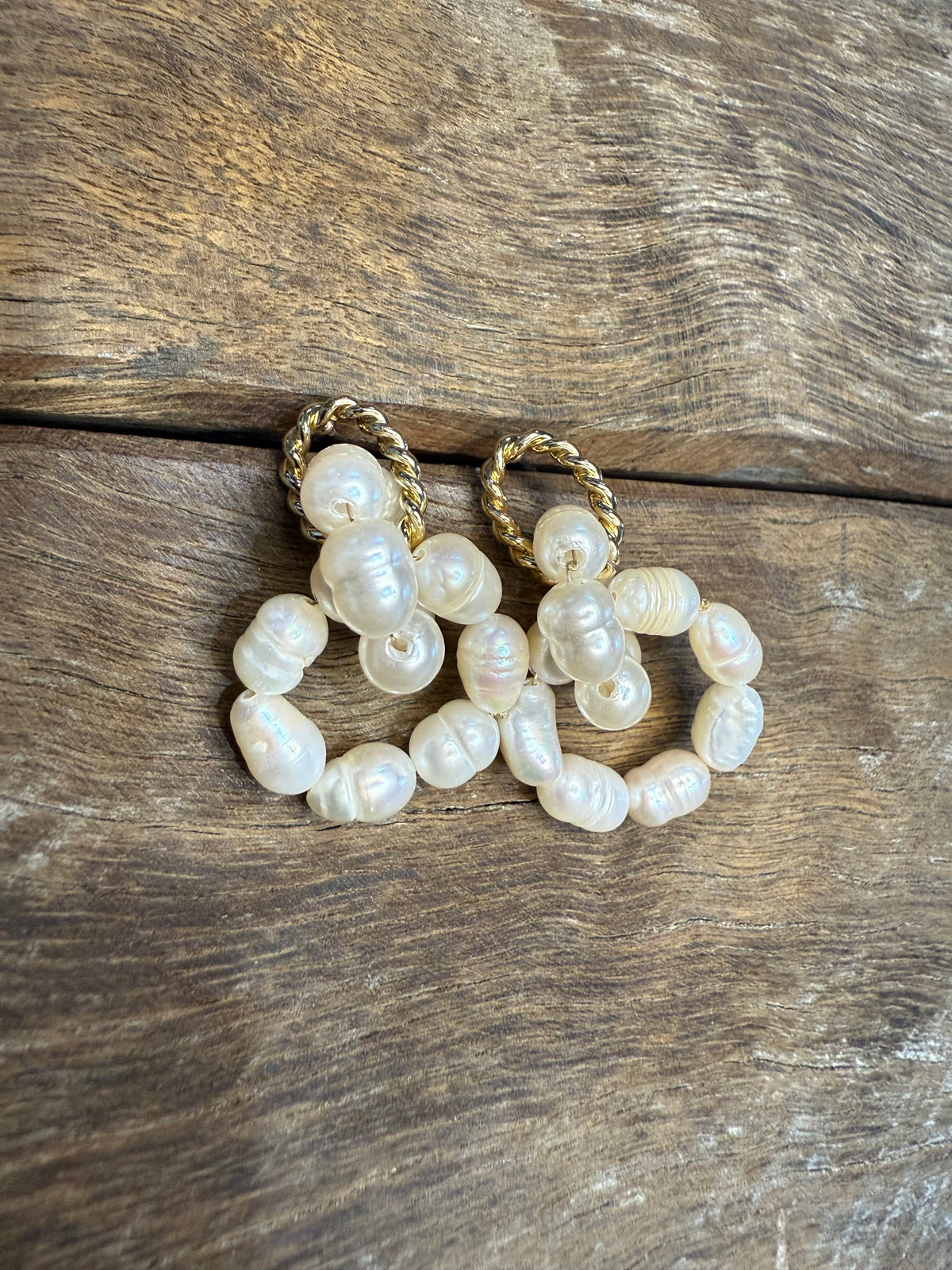 Earrings - Pearl Twisted Chain Drop