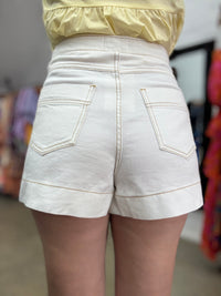 Polly Shorts - White Denim High Waisted