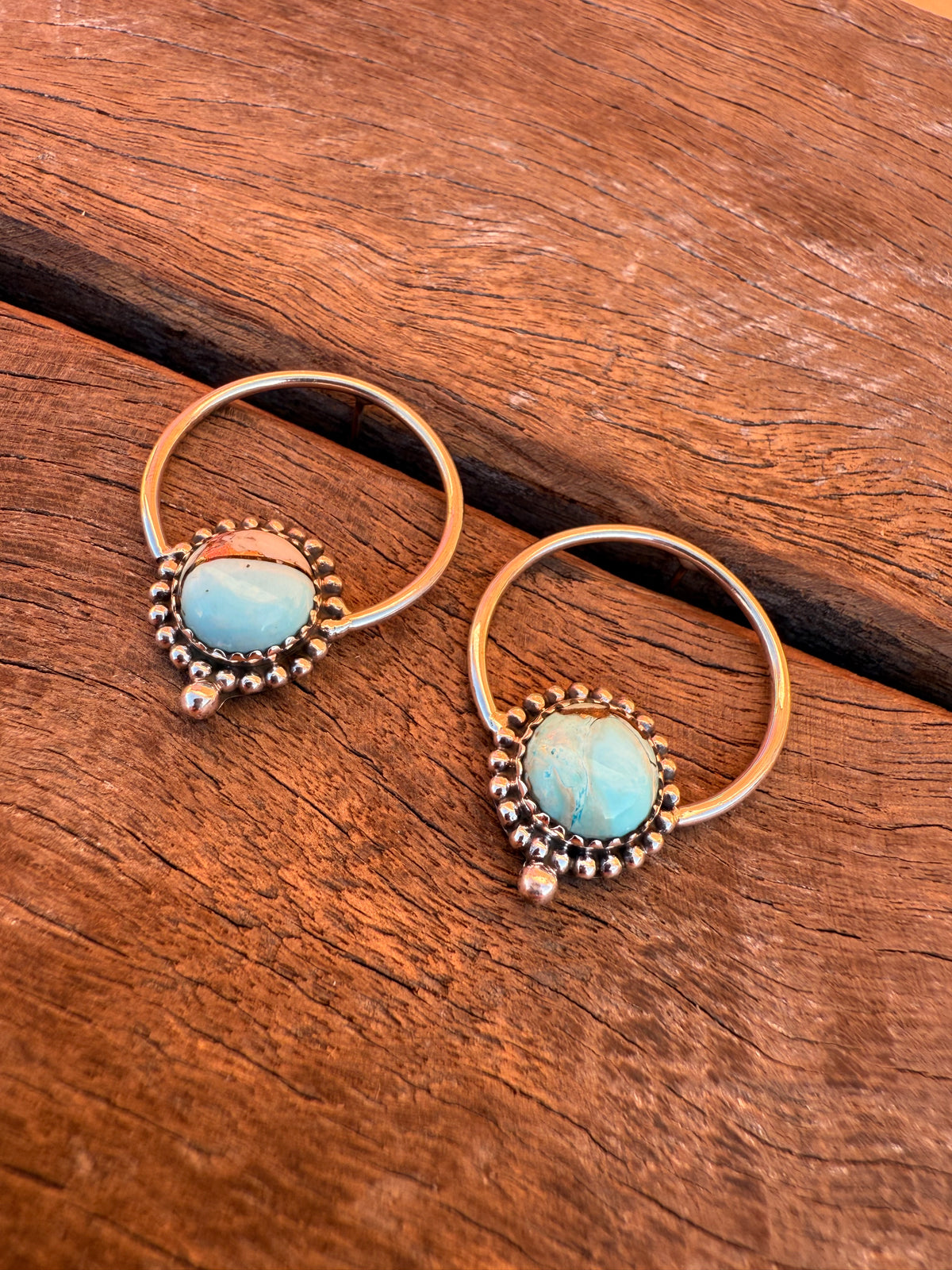 Doodle Hoop Earrings - Turquoise Stone