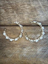 Earrings - Pearl Dainty Flower Hoop