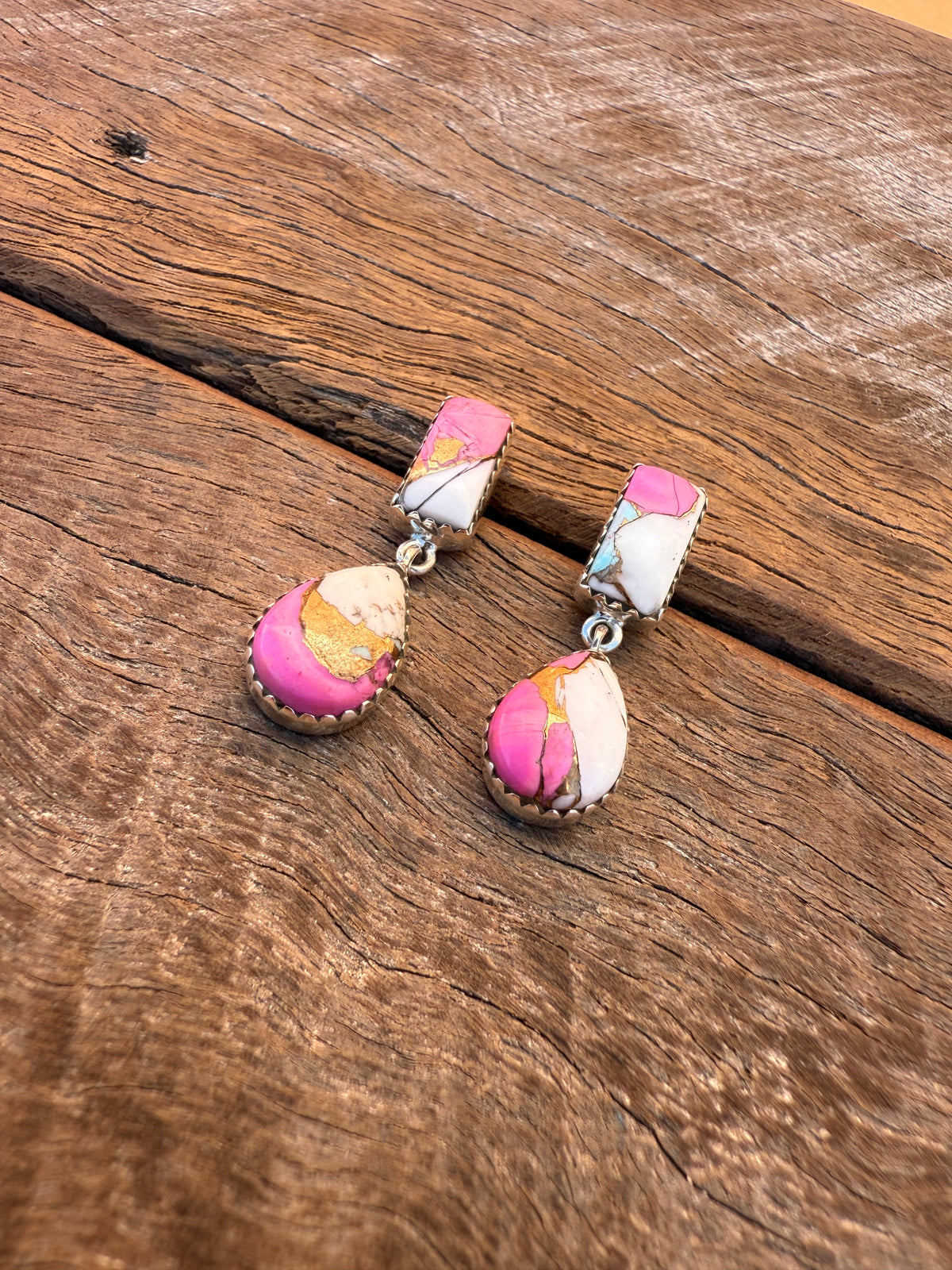 Sugarland Earrings - Cotton Candy Dahlia Stones