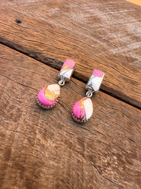 Sugarland Earrings - Cotton Candy Dahlia Stones