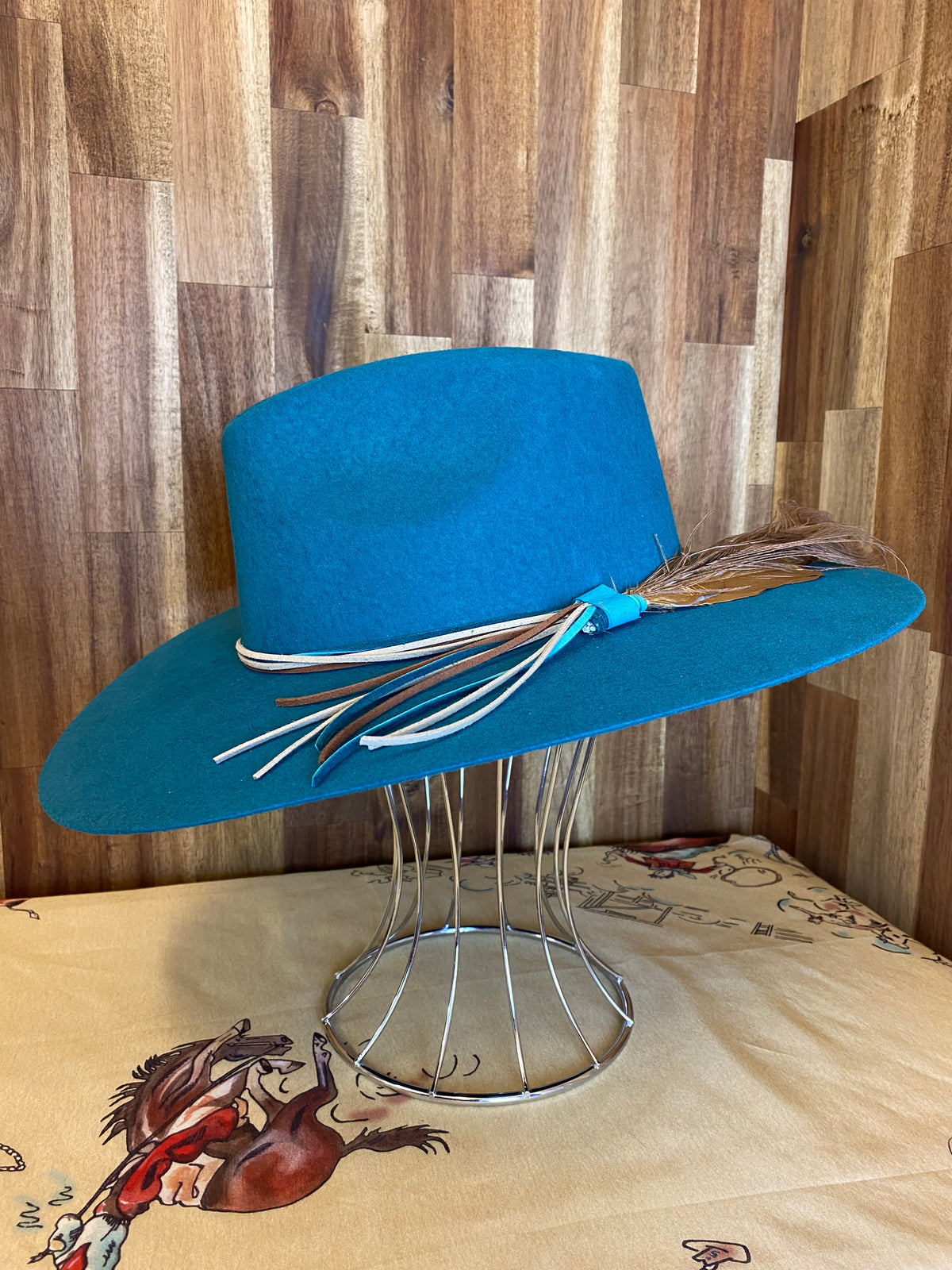 Pinch Front Felt Hat - Turquoise