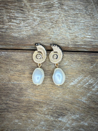 Earrings - Pearl Seashell Drop