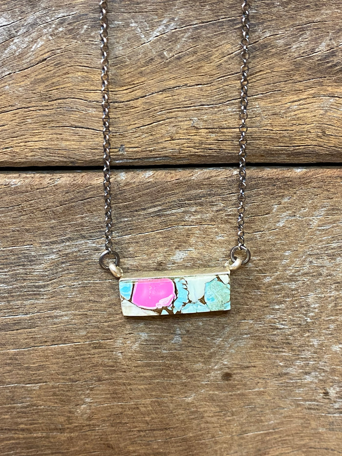 Oaklyn Necklace - Silver Multicolour Turquoise