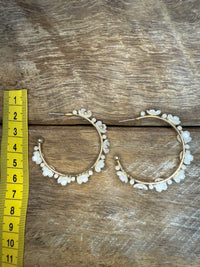 Earrings - Pearl Dainty Flower Hoop