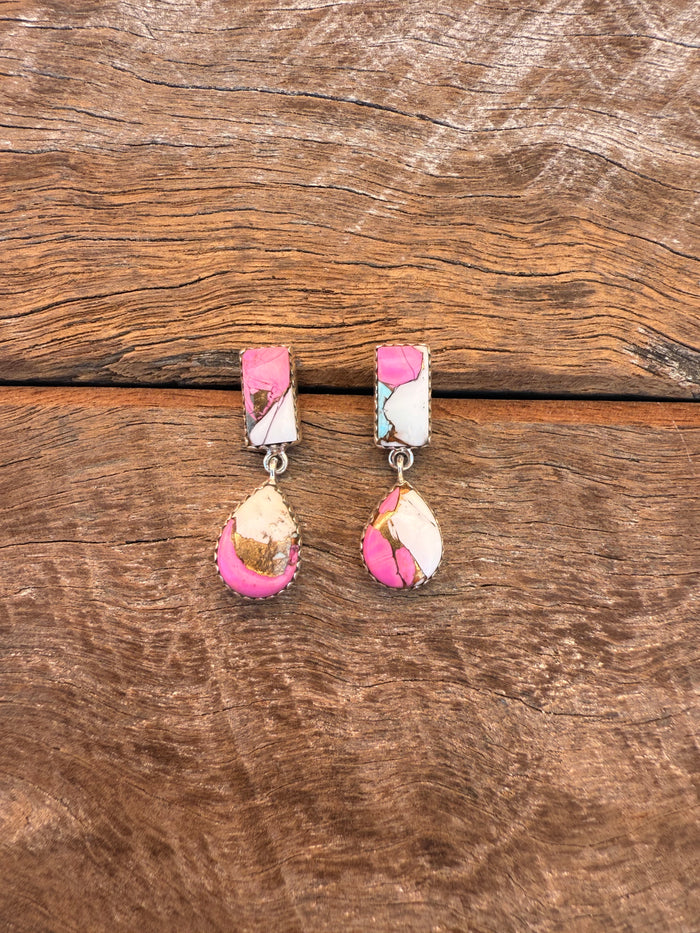 Sugarland Earrings - Cotton Candy Dahlia Stones