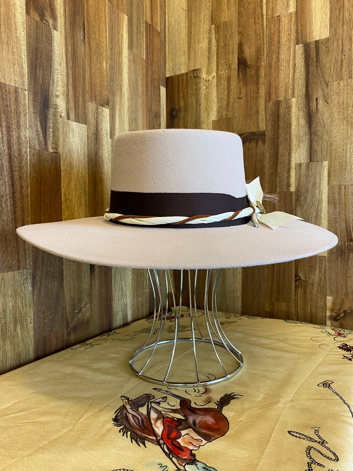Gambler Felt Hat - Sand With Dark Brown Ribbon