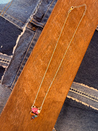 Marina Necklace - Pink Dahlia & Turquoise Stones