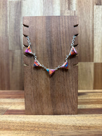 Party Necklace - Silver Multicolour Turquoise