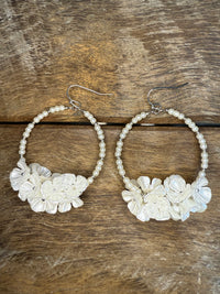 Earrings - Silver Pearl Cluster Flower Hoop