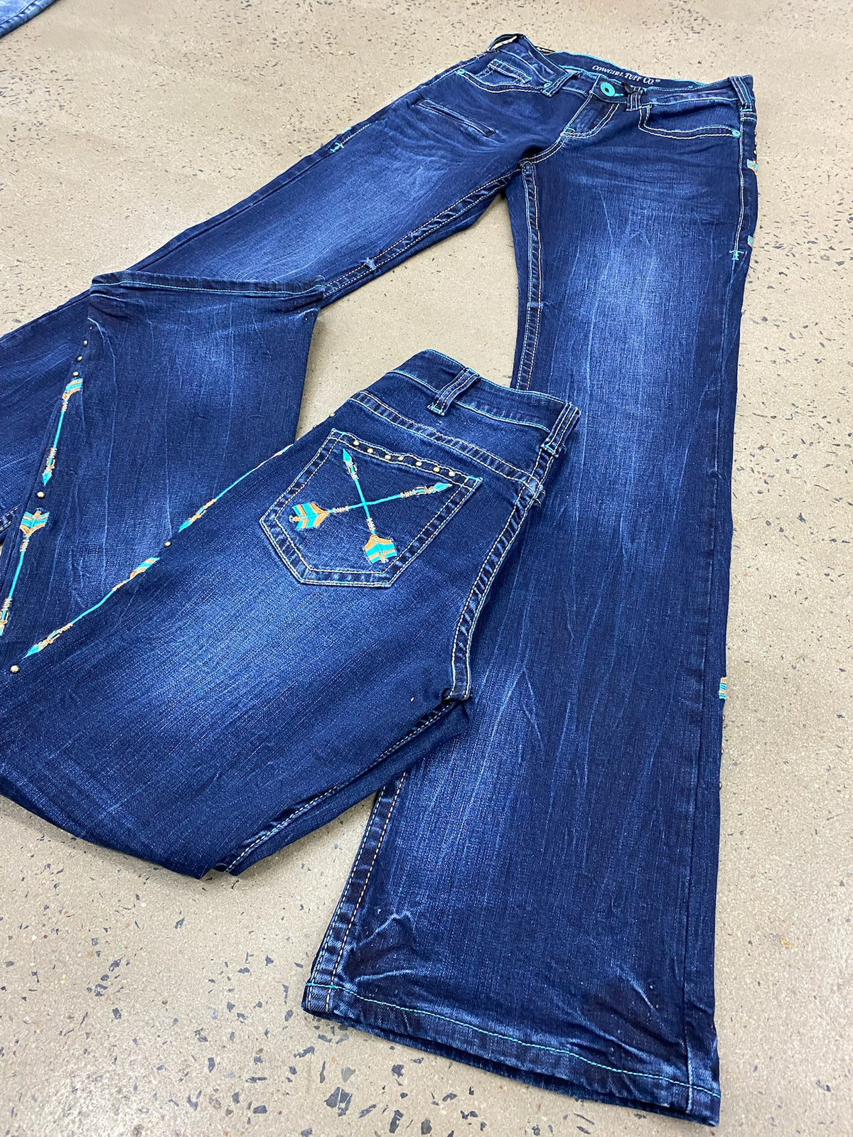 Cowgirl Tuff Jeans - Turquoise Arrows