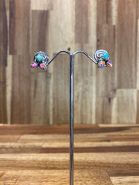 Caroline Earrings - Silver Multicolour Turquoise