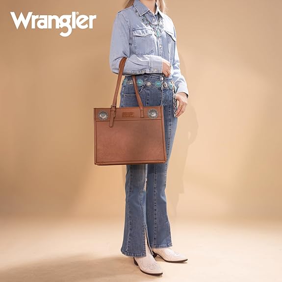 Wrangler Concho Wide Tote - Brown (WG194-8122BR)