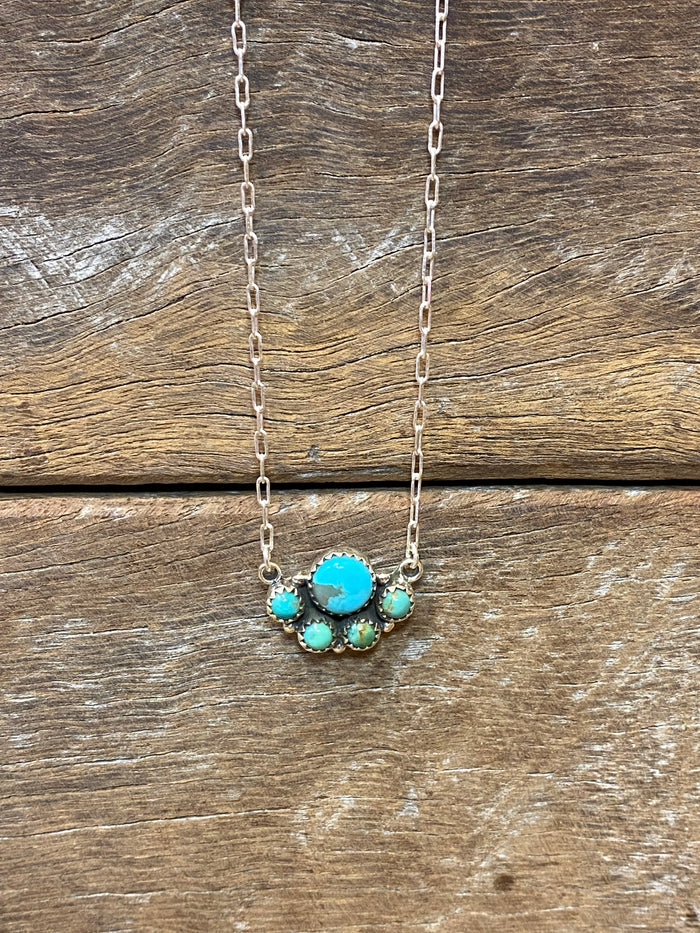 Magnolia Necklace - Silver Turquoise