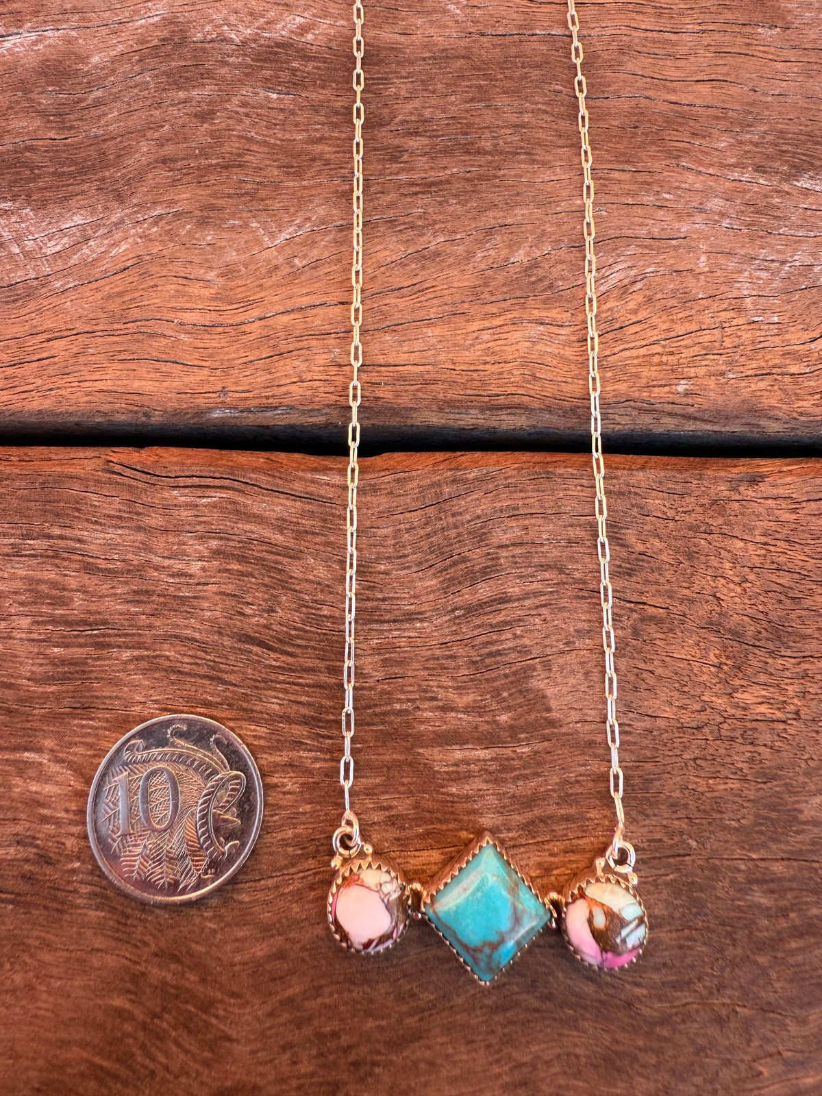 Braveheart Necklace & Earring Set - Pink Dahlia & Turquoise Stones