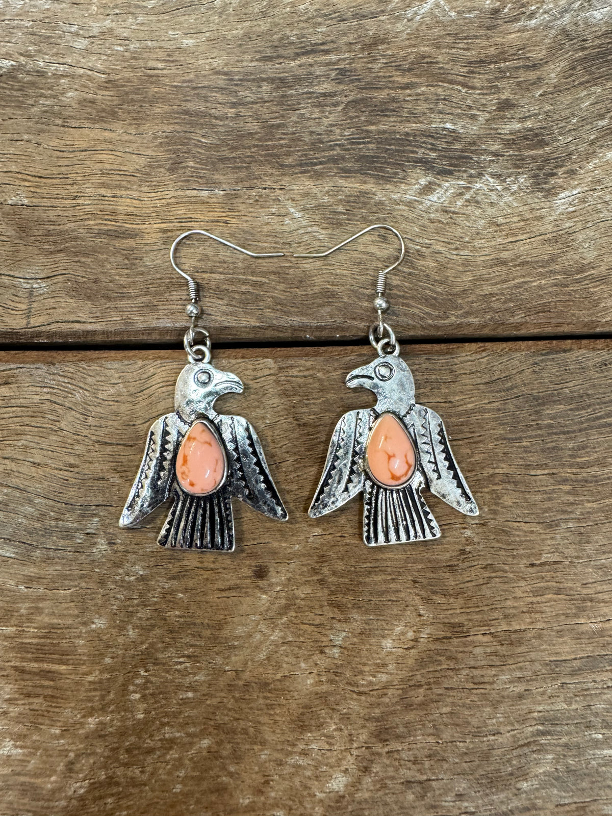 Western Earrings - Peach Thunderbird