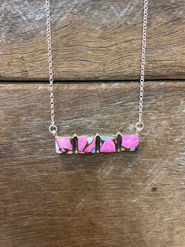 Kandy Necklace - Silver Multicolour Turquoise