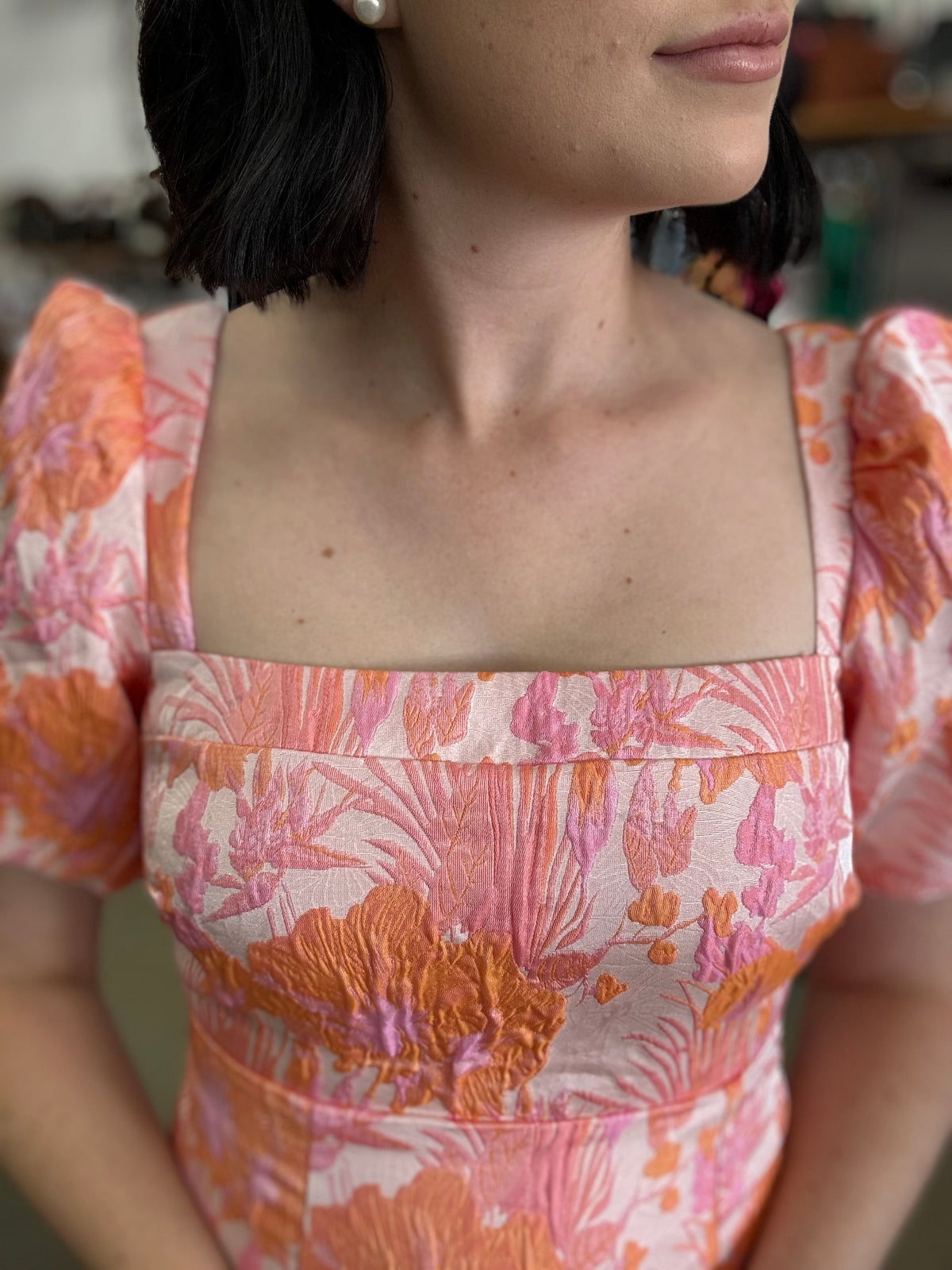 Marlene Dress - Peach Floral