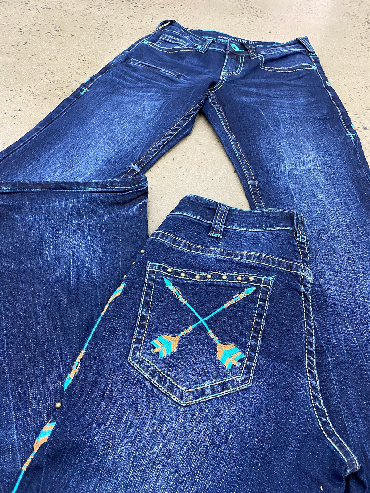 Cowgirl Tuff Jeans - Turquoise Arrows