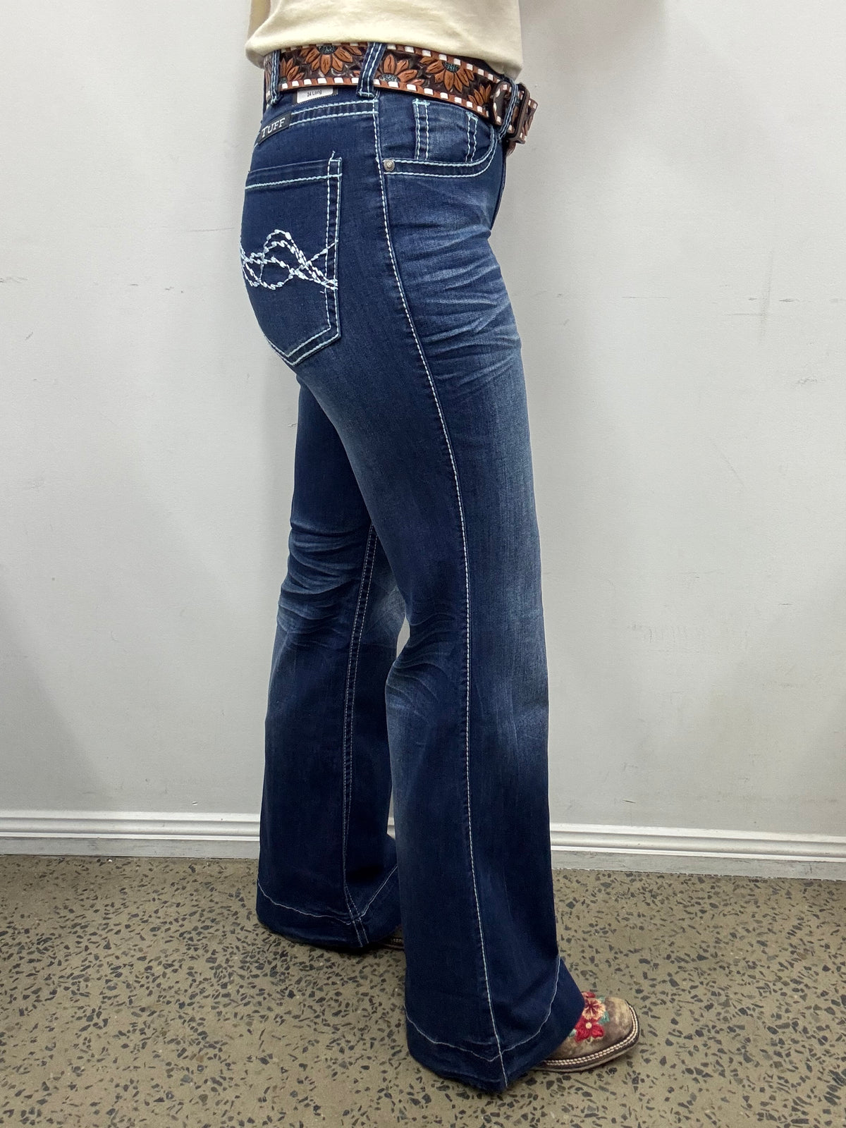 Cowgirl Tuff Jeans - Edgy Wide Leg