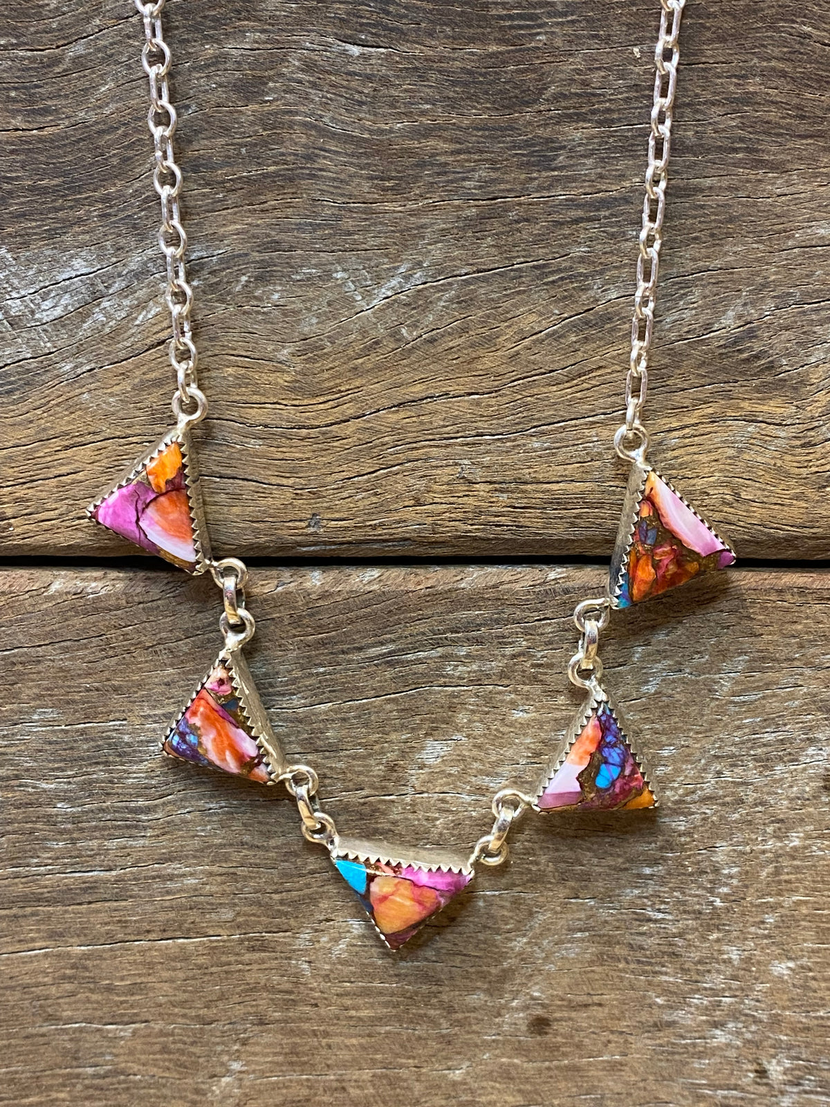 Party Necklace - Silver Multicolour Turquoise