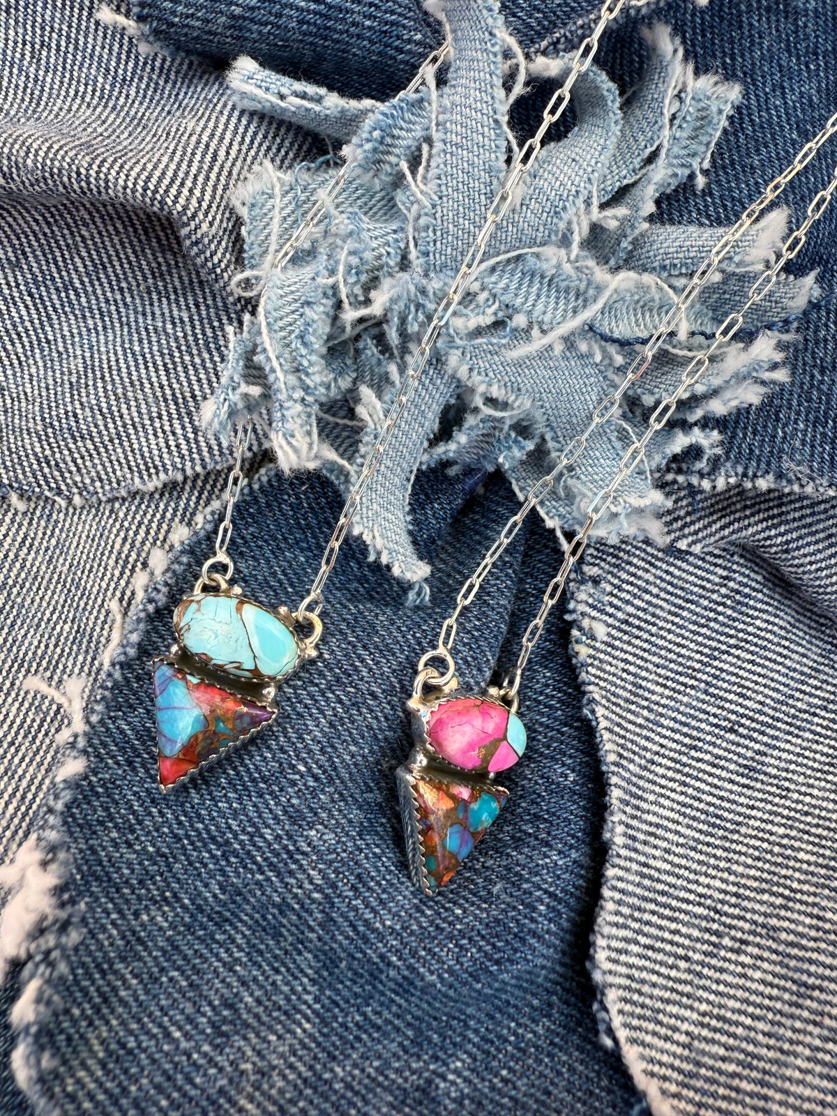 Marina Necklace - Pink Dahlia & Turquoise Stones