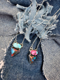 Marina Necklace - Pink Dahlia & Turquoise Stones