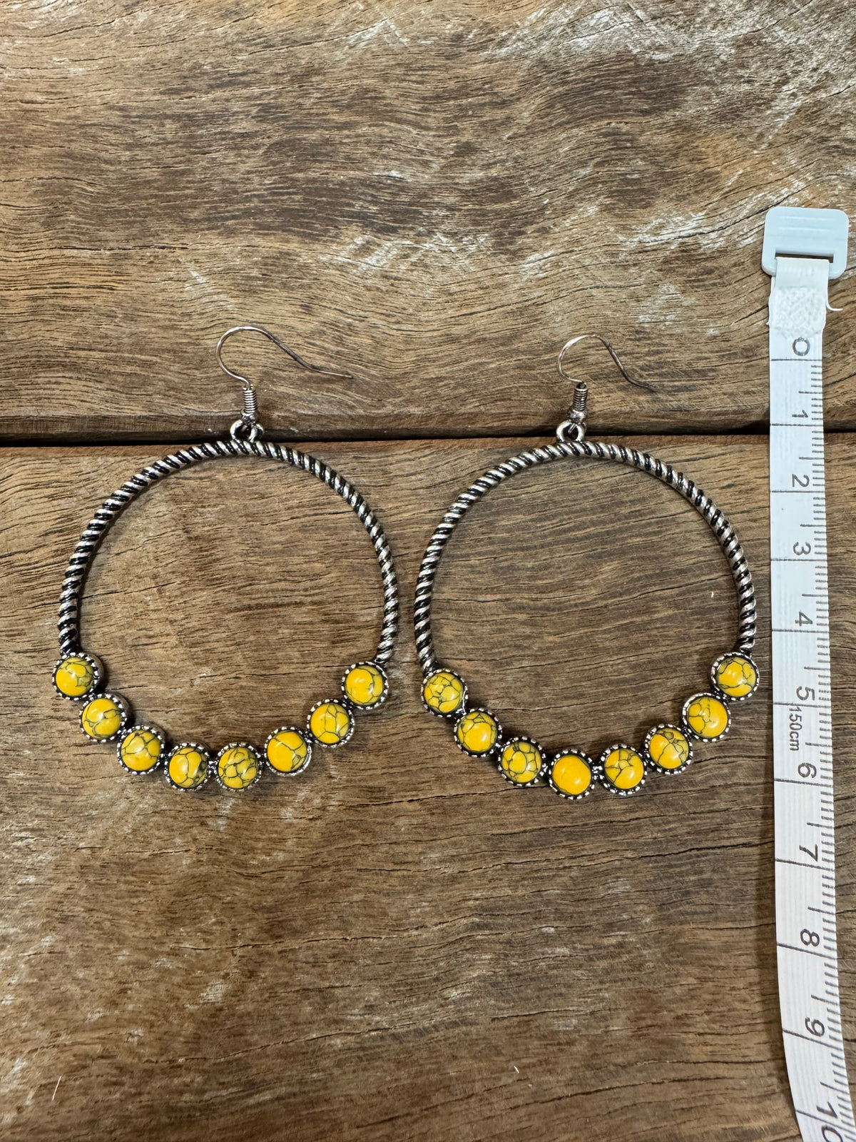 Western Earrings - Yellow Hoops