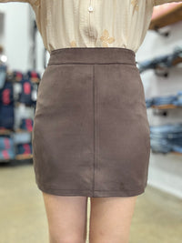 Dallas Skirt - Brown Suede